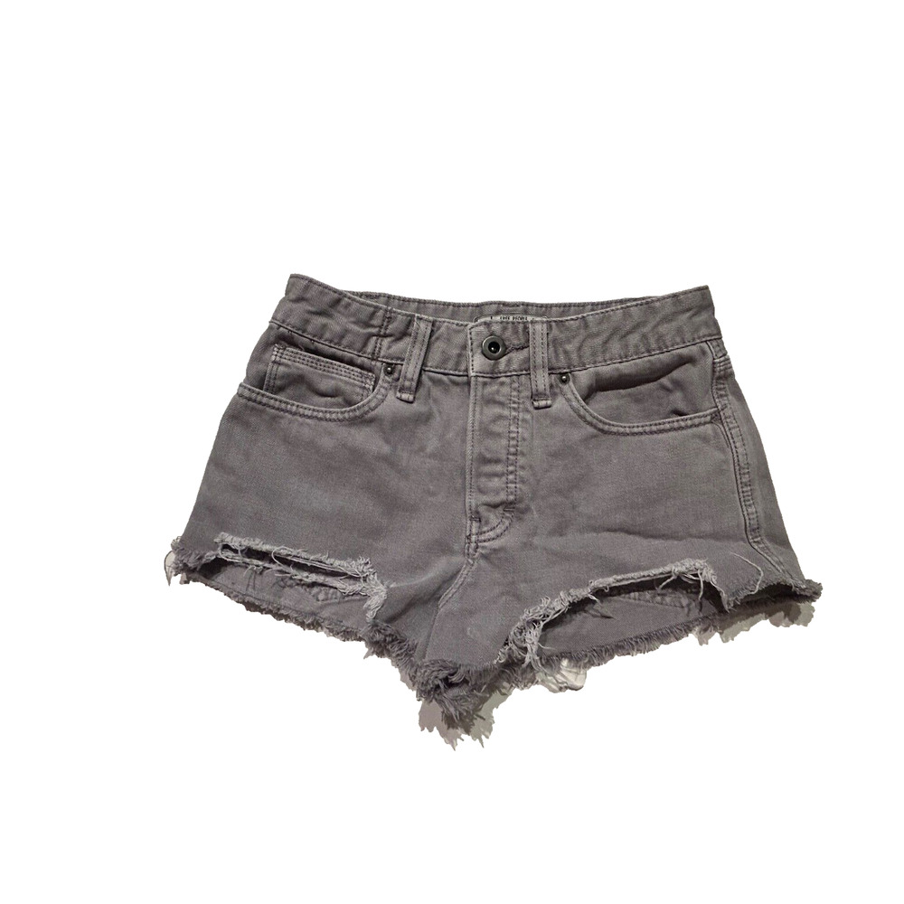 Free People Women's Cut Off Jean Shorts Light Grey Distressed Super Short 24 xs